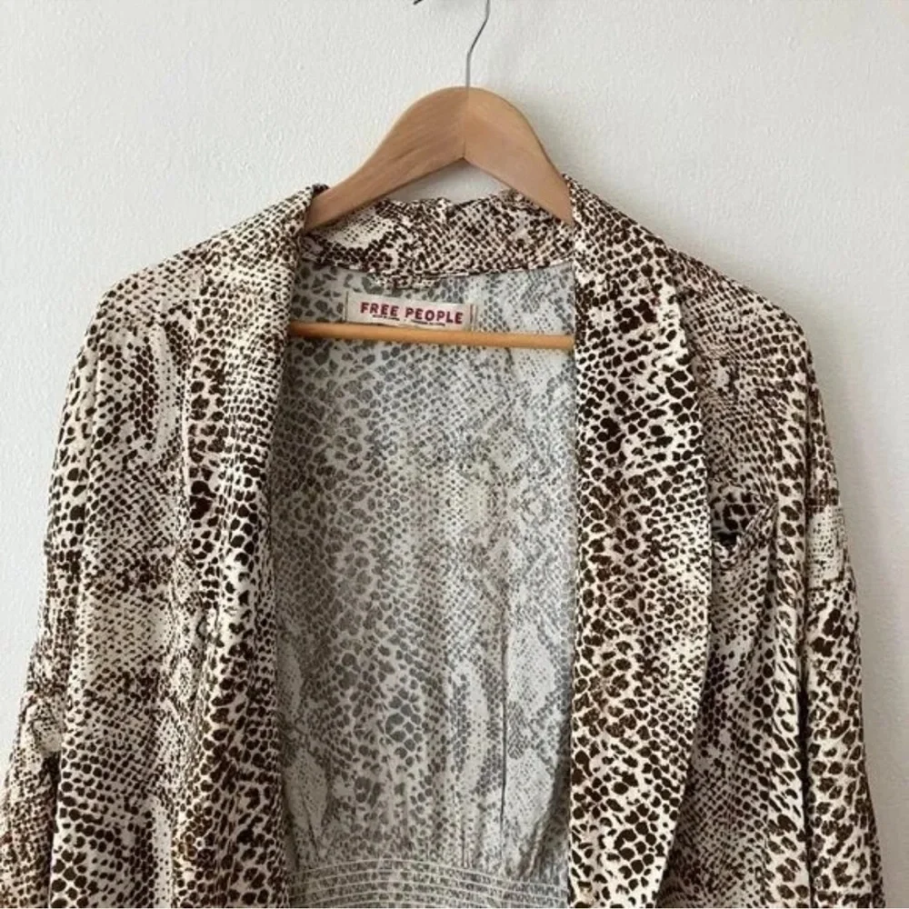 Free‎ People Wild Nights Snake Print Kimono Duster Brown Size S